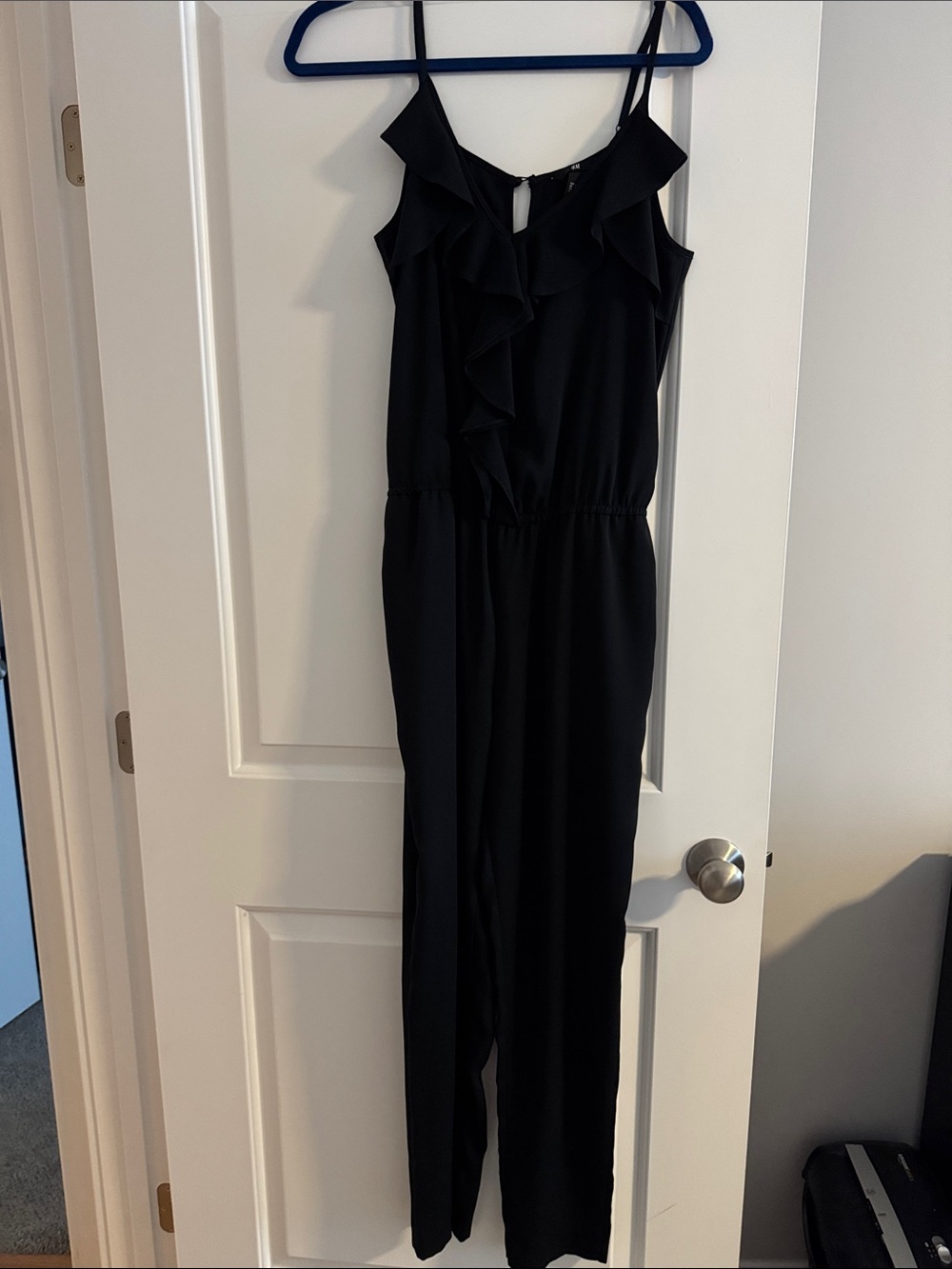 H&M Black Ruffled Spaghetti-Strap Jumpsuit